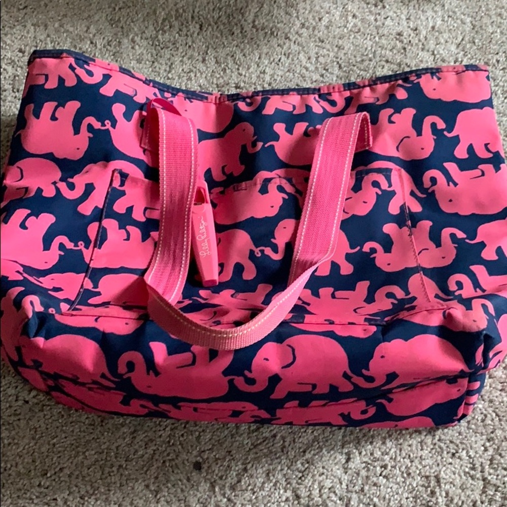 Lilly Pulitzer Pink and Navy Elephant Print Tote